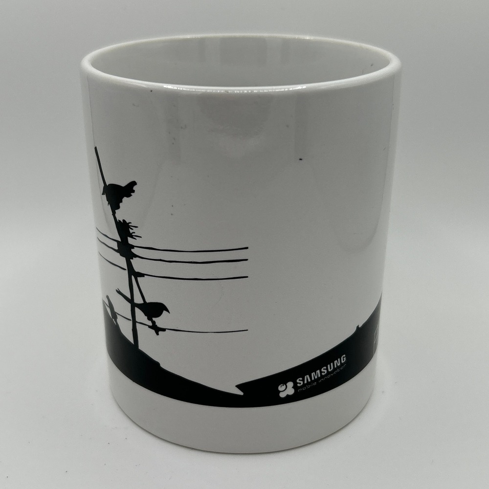 Samsung Mobile Innovator Coffee Mug White Ceramic Birds Graphic Tech Swag